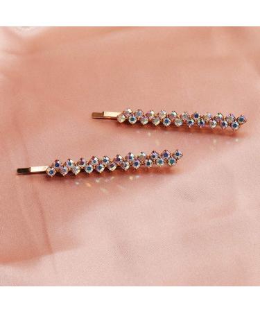 FRCOLOR 2 Pairs Crystal Hair Pins | Sparkle Rhinestone Bobby Pins for Women | Decorative Hair Clips (AB Rhinestone) - Buy Online on GoSupps.com