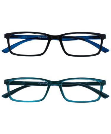 Opulize sea glasses Blue light filter narrow frame spring hinges improve the sleep computer glasses gaming reflective men B9 +1.00 diopters black / turquoise