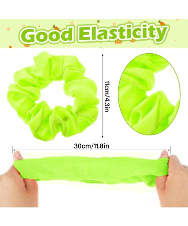 2 Pieces Neon Hair Scrunchies | Pop Yellow & Pink Satin Ties | Stylish Women's Hair Jewelry | Glitter Fluorescent Yellow - Buy Online on GoSupps.com