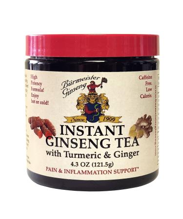 Burmeister Ginseng Instant Golden Milk Ginseng Tea with Turmeric & Ginger 5.6oz 50 Servings Natural Energy & Wellness Boost 4.3 Ounces Jar