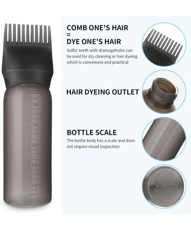 WLLHYF 2 Pack Root Comb Applicator Bottle 6 Ounce Hair Dye Bottle Brush Hair Oil Squeeze Bottles Plastic Hair Root Comb Color Applicator with Graduated Scale (Black) - Buy Online on GoSupps.com