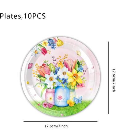 Spring Butterfly Flower Theme Party Paper Plates Paper Cups Paper Towels Disposable Knives Forks Spoons Tableware Tea Party Layout Scoop 10pcs - Buy Online on GoSupps.com
