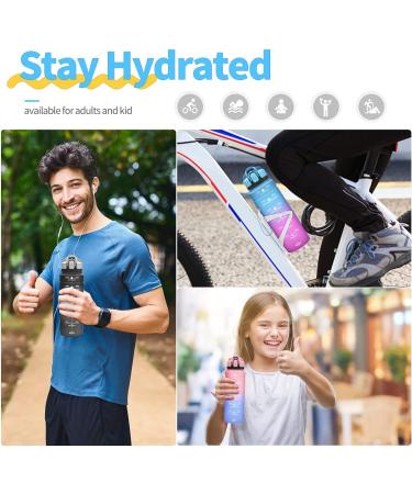 Coolfel Leakproof Sport Drinking Bottles for Kids - BPA Free Tritan Time Marked 500ml to 2L | Perfect for School Gym & Sports - Blue-Purple - Buy Online on GoSupps.com