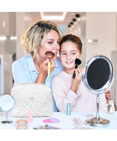Floral Cotton Travel Toiletry Bag - Cherry-White | Portable Makeup Storage for Women and Girls - Buy Online on GoSupps.com