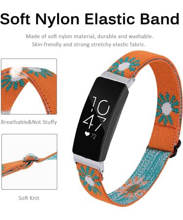 Miimall Soft Adjustable Nylon Fabric Band for Fitbit Inspire/Inspire 2/Inspire hr - Orange Daisy - Buy Online on GoSupps.com