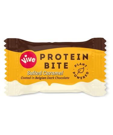 Vive Protein Bites Gluten Free High Fibre Vegan Snacks Mini Protein Bars Dark Chocolate Coated Salted Caramel Flavour 6 x 20g Salted Caramel 6 Count (Pack of 1)