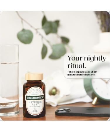 Greenworks Nature's Rest Melatonin-Free Sleep Aid Organic Herbal Blend with Ashwagandha Valerian Chamomile & Passionflower Non-Habit Forming Vegan Capsules for Restful Sleep 60 Count - Buy Online on GoSupps.com