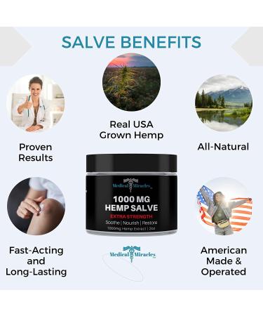 Medical Miracles Hemp 1000 Mg Extra Strength Healing Salve | Ideal for Hips, Joints, Neck, Back, Elbows, Fingers, Hands, and Knees | Made in USA - Buy Online on GoSupps.com