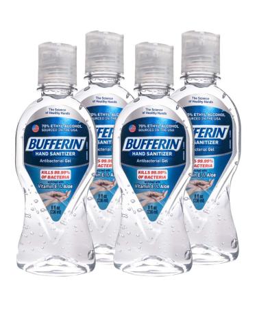 Bufferin Hand Sanitizer  Gel with Aloe & Vitamin E  8 Fluid Ounces  4 Count 4 Count (Pack of 1)