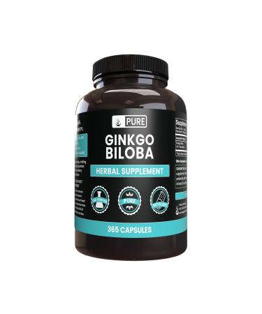 PURE ORIGINAL INGREDIENTS Ginkgo Biloba (365 Capsules) No Magnesium Or Rice Fillers Always Pure Lab Verified 365 Count (Pack of 1)