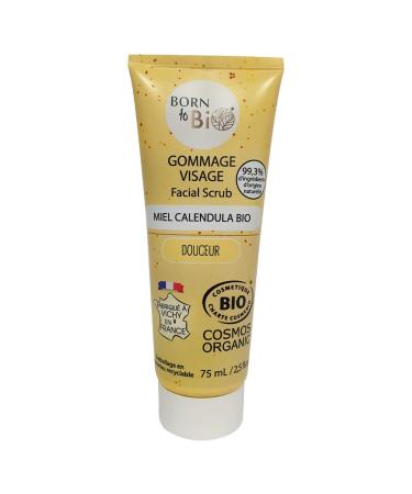 BORN TO BIO Organic Calendula Honey Face Scrub Ecocert Certified 75 ml
