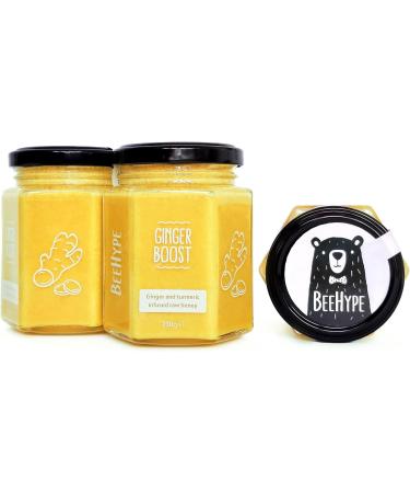 BeeHype - Ginger Boost - Ginger and Turmeric Infussed Raw Honey with NO Preservatives and NO Refined Sugars - Vegetarian Nut and Dairy-Free 230g Ginger Boost 230 g (Pack of 1) - Buy Online on GoSupps.com