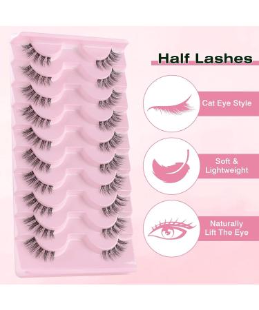 JYTDBCS Stick on eyelashes Half Lashes with Clear Band False Eyelashes Natural Look 10 Pairs Handmade Soft Cat Eye Lashes Wispy Reusable 3/4 Corner Lashes 3/4 lashes - Buy Online on GoSupps.com