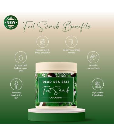 CalmGenix Dead Sea Salt Foot Scrub with Coconut Oil | Natural Exfoliator for Cracked Heels and Dry Skin | Foot Moisturizer for Home Spa - 460g - Buy Online on GoSupps.com