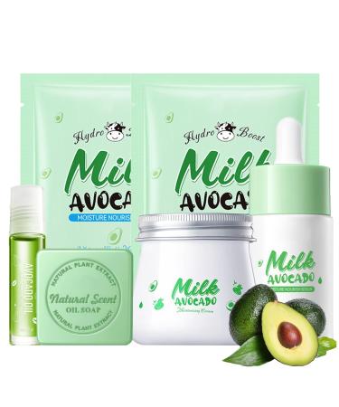 Gifts for Teenage Girls - Avocado Skin Care Sets & Kits - Moisturizing Nourishing Repairing Skincare Set with Face Serum Face Cream Face Mask Lip Oil Soap - Teenage Girls Gifts