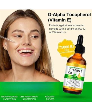 Vitamin E oil 60 ml pure and organic vitamin E oil for skin face hair nails and scars intensive care for dry skin antiaging moisture and regeneration 75000 IU 1 - Buy Online on GoSupps.com