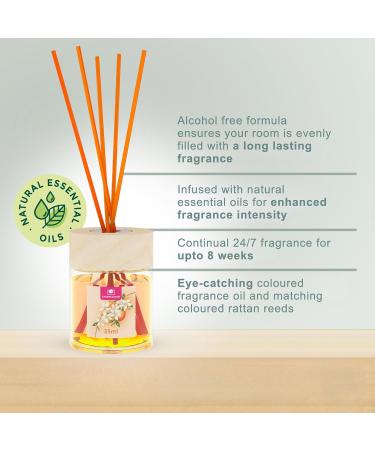 Cristalinas 35ml Orange Blossom Air Fresheners for Home - Reed Diffusers for home - Home Fragrance Lasts upto 8 weeks - Room Diffuser Sticks with Coloured Fragrance Oil - Buy Online on GoSupps.com