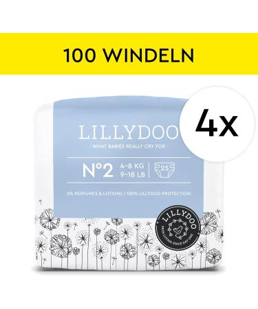 LILLYDOO Skin-Friendly Size 2 Diapers (4-8 kg) | Eco-Friendly Half-Month Box of 100 Diapers | International Shipping Available - Buy Online on GoSupps.com