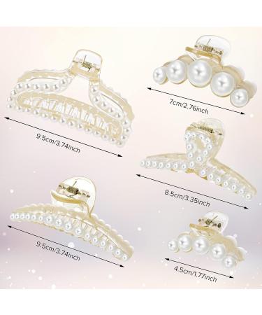 5 Pcs Pearl Hair Clips | Styling Jaw Clips for Thick Hair | Strong Hold Hair Accessories for Women and Girls - Buy Online on GoSupps.com