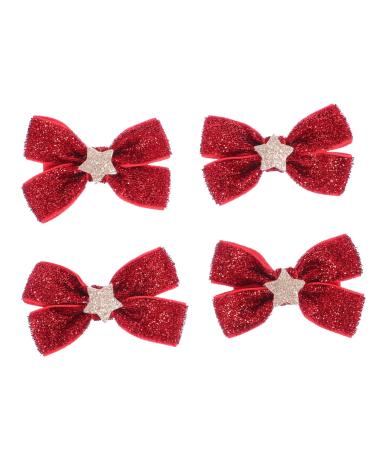 minkissy 4 Pairs Bow Tie Bowknot Hair Ropes Hair Accessories for Kids Ponytail Hair Clip Baby Bows Alligator Hair Clips for Bows Christmas Ponytail Holder Christmas Bowknot Hair Tie Girl