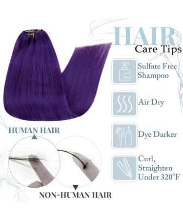 Runature Remy Clip In Real Hair Extensions - 55cm Violet 22 Inch Smooth Purple 70g Bunt - Buy Online on GoSupps.com