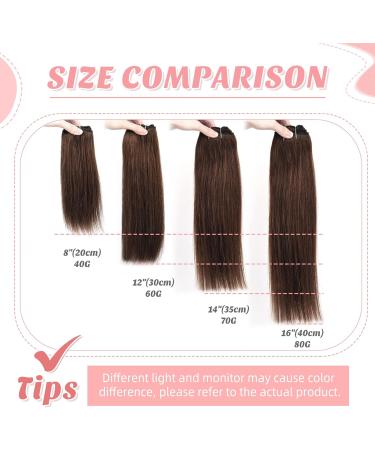Vlasy Clip in Human Hair Extensions 14 Inch Dark Brown - 7 Piece Seamless Thick Weft Clip in Extensions for Women - Natural Straight Real Remy Hair - 70g - Buy Online on GoSupps.com