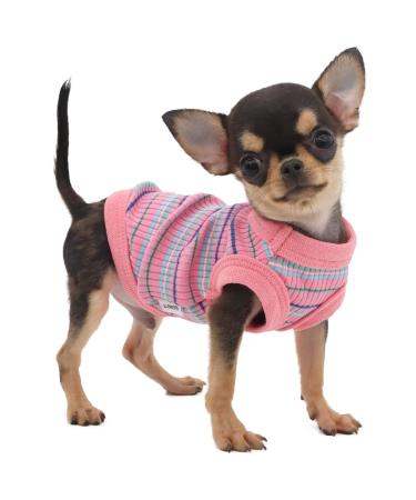 LOPHIPETS 100% Cotton Rib Dog Shirt Vest for Small Dogs Teacup Chihuahua Yorkie Puppy Clothes Tank Tee-Pink/XXS XX-Small for 0.5-1.2 lbs Pink
