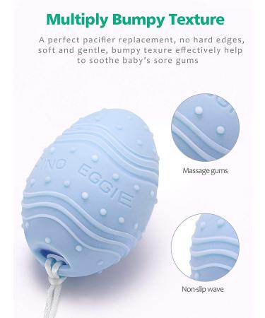 DINO EGGIE Baby Teething Toy Rattle Teether | 100% Food-Grade Silicone for Boys Girls 2m+ | Blue - Buy Online on GoSupps.com