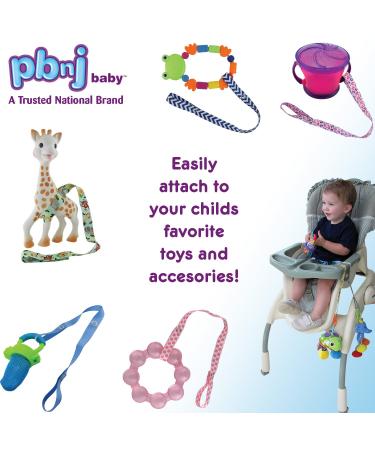 PBnJ Baby Toy Saver Strap Holder Leash (4pc) - Gray Chevron/Navy/Lt Blue/Gray - Buy Online on GoSupps.com