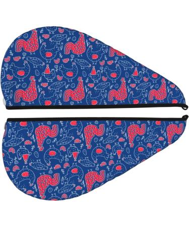 Hair Towel Wrap with Button - Quickly Dry Your Hair with Cute Chicken & Rooster Design | Turban Head Towel - Buy Online on GoSupps.com