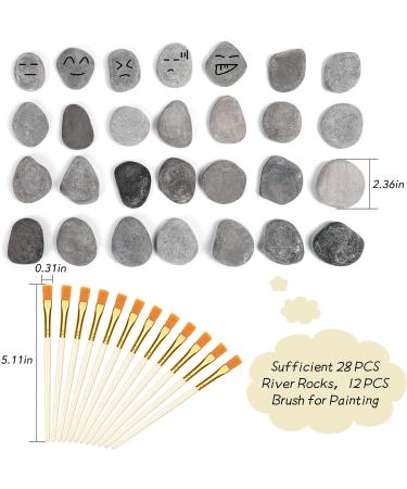 28 Pcs River Rocks for Painting - 6lbs Big Rocks & 12 Paint Brushes | Kindness Stones DIY Gift Set - Buy Online on GoSupps.com
