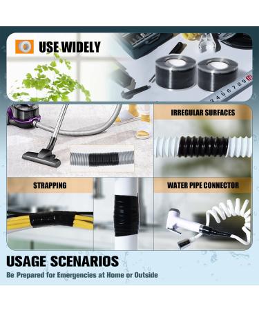 VOTMELL 2 Rolls 1in(W) X 10ft(L) Self Fusing Silicone Tape Waterproof Rubber Tape  Water Leak Seal Tape Rescue Tape Plumbing Hose Repair Tape  Without Adhesive Black - Buy Online on GoSupps.com