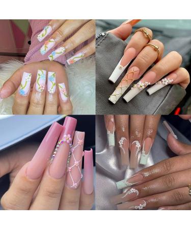 Baoximong 3D Flower Nail Art Charms - White Pink Gold Silver Pearls Rhinestones Spring Cherry Blossom Design - Buy Online on GoSupps.com