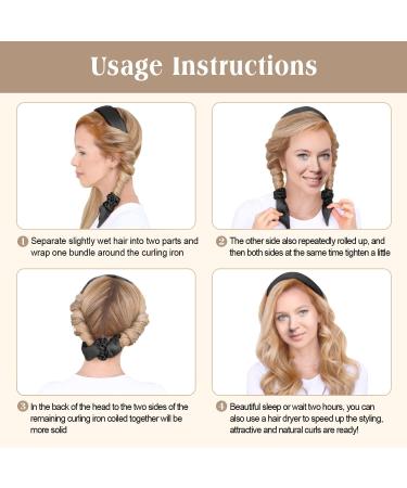 Silk Ribbon Heatless Curling Headband - Overnight Hair Curlers with Hair Clips for Long Hair - Black - Buy Online on GoSupps.com