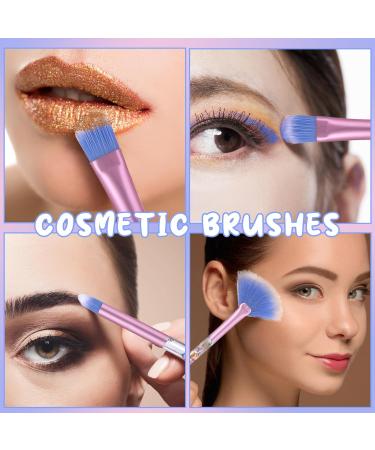 WLLHYF 7 Pack Makeup Brush Set Stylish Glitter Cosmetics Brushes Kit Professional Blending Brush with Crystal Sequins Handle for Eye Shadow Eyeliner Foundation Powder Concealer Blush Lip Women (Blue) - Buy Online on GoSupps.com