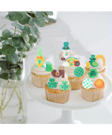 St Patrick's Day Cupcake Toppers Stickers Multi-pieces Cake Decorations Shamrock Theme Party Favors Supplies Various Shapes and Patterns (B) - Buy Online on GoSupps.com