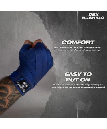 DBX Bushido Boxing Bandages - 4m/2m Cotton Flexible Wraps for Men | Strong Velcro Fastener | Ideal for Martial Arts - Blue - Buy Online on GoSupps.com