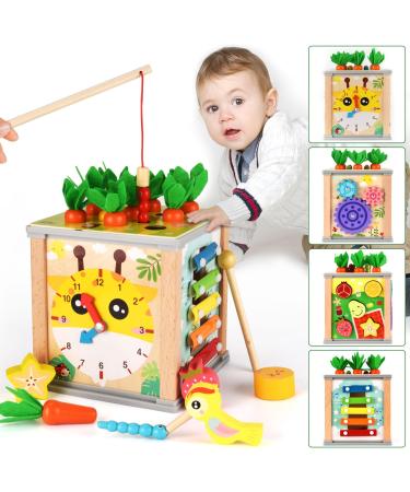 Nauotk motor cubes wood baby from 1 year 7 in 1 activity cubes Montessori Activity Center carrot harvest wooden toys motor skills for toddlers baby - Buy Online on GoSupps.com