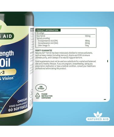 Natures Aid Super Strength Omega-3 Fish Oil Softgels - 60 Count (Pack of 1) - Buy Online on GoSupps.com