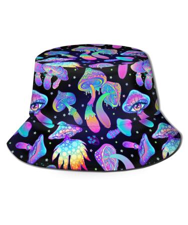 Bucket Hat Summer Beach Sun Hat Packable Fisherman Cap Mushrooms