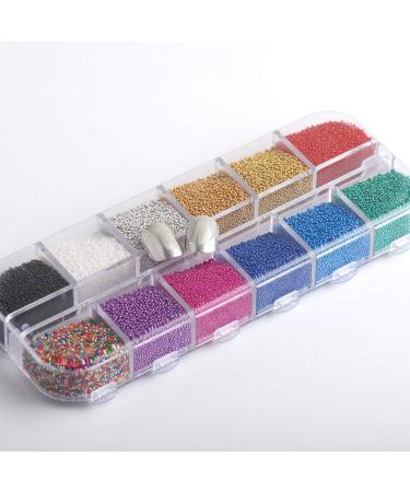 Hisenlee 12 Colors Nail Caviar Beads Micro Ball Micro Crystal Glass Trend Caviar For Nail Art Decorations 1 Box