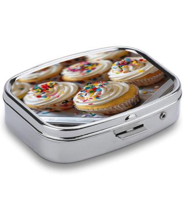 Buy Stylish White Icing Print Pill Box | 2 Compartment Medicine Organizer | Portable Metal Pill Case for Pocket or Purse - Buy Online on GoSupps.com