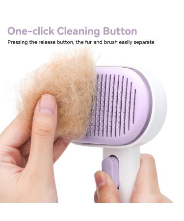 Self-Cleaning Cat Brush for Short & Long Hair - Aumuca Fur Brush Removes Mats & Loose Hair (Violet) - Buy Online on GoSupps.com