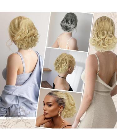 BARSDAR KAMM CAMP Short Wave Ponytail Extension - 22cm Thick Synthetic Hair Extension for Women - Mixed Blonde & Bleach Blonde Tips - Buy Online on GoSupps.com