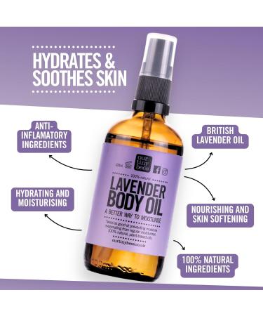 Lavender Body Oil 100% Natural by Our Tiny Bees Nourishing Calming and relaxing. - Buy Online on GoSupps.com