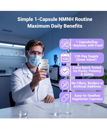 USMIRALAB Pure NMNH Supplement Capsules: More Effective Than Nicotinamide Riboside | Boost Cellular Vitality Anti-Aging & Energy | Vegan Non-GMO | 120 Capsules (60 Servings) - Buy Online on GoSupps.com