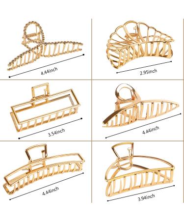 6 Pcs Large Gold Hair Clips for Women - Strong Hold Claw Clips for Thick & Thin Hair - Fashion Hair Accessories - Buy Online on GoSupps.com