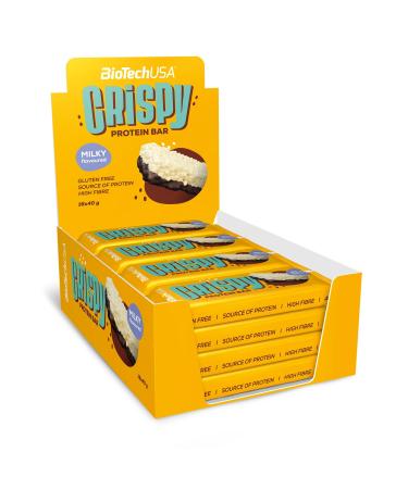 BioTechUSA Crispy Protein Bar | Sweet & Crunchy | High Protein Delight | On-the-Go Energy & Muscle Support 16x40g Milk