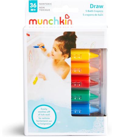 Colorful Munchkin Bath Crayons - Set of 5 Mess-Free Shower Toys for Creative Toddler Art on Tiles & Porcelain - Washable Kids Bath Toy - Buy Online on GoSupps.com