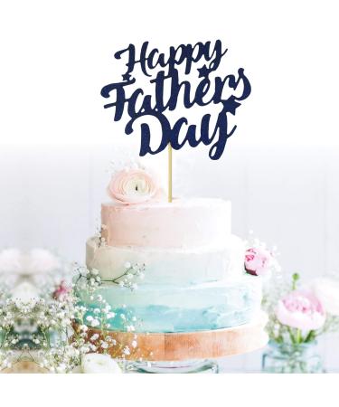 GrantParty Happy Father's Day Blue Cake Topper Best Dad Hot Papa Father's Day Decoration Fathers Day Party Happy Dada Day Topper(Blue Stars Fathers Day)